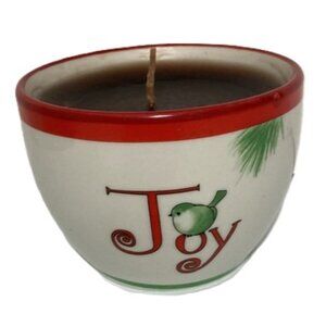 JOY Ceramic Candle Bowl Little Bird Pine Branch Gingerbread Scent 10 ounces